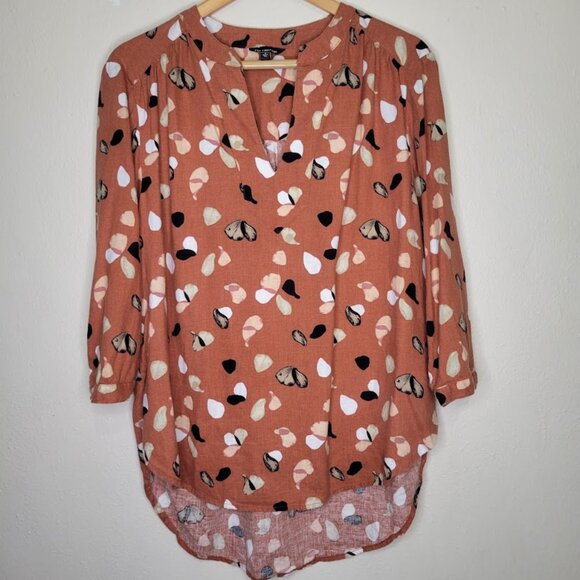 The Limited Linen Blend Floral Hi-low Blouse, Size S - Picture 1 of 5